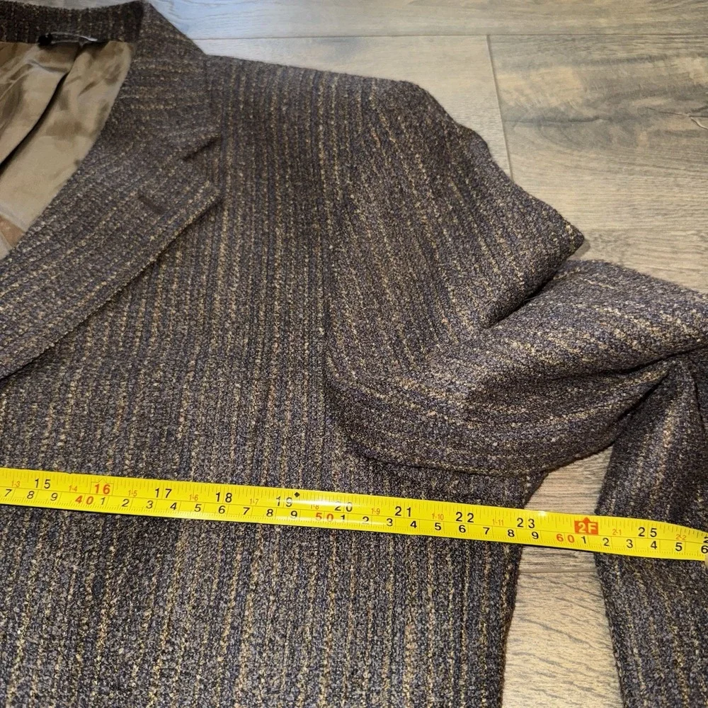 Alberto‎ Zimni Brown Herringbone Wool Tweed Blazer Sport Coat 44R Made In Italy
